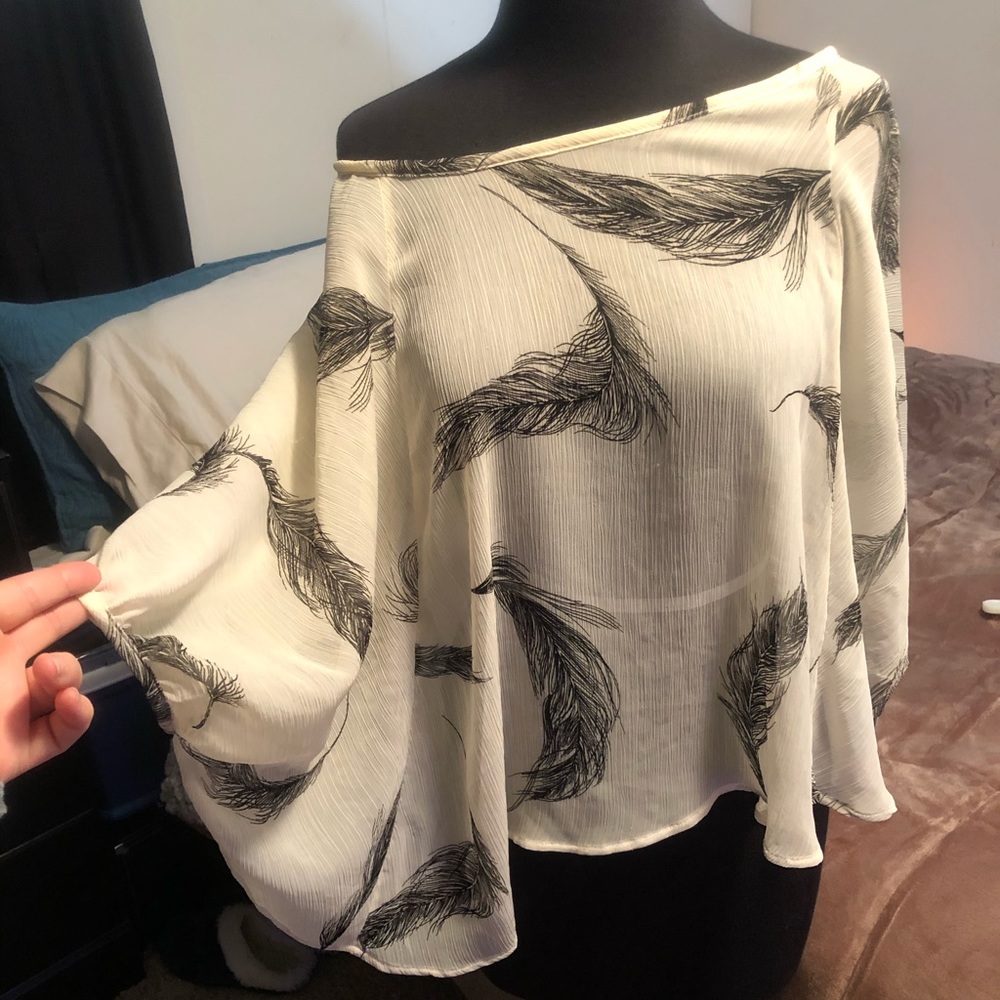 Feather poncho style top from One Clothing. OS